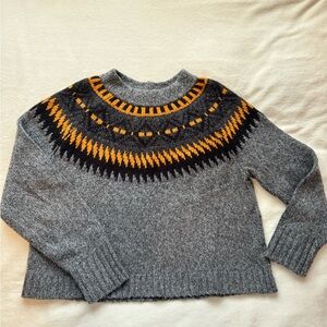 American Eagle Outfitters Gray and Orange Patterned Sweater